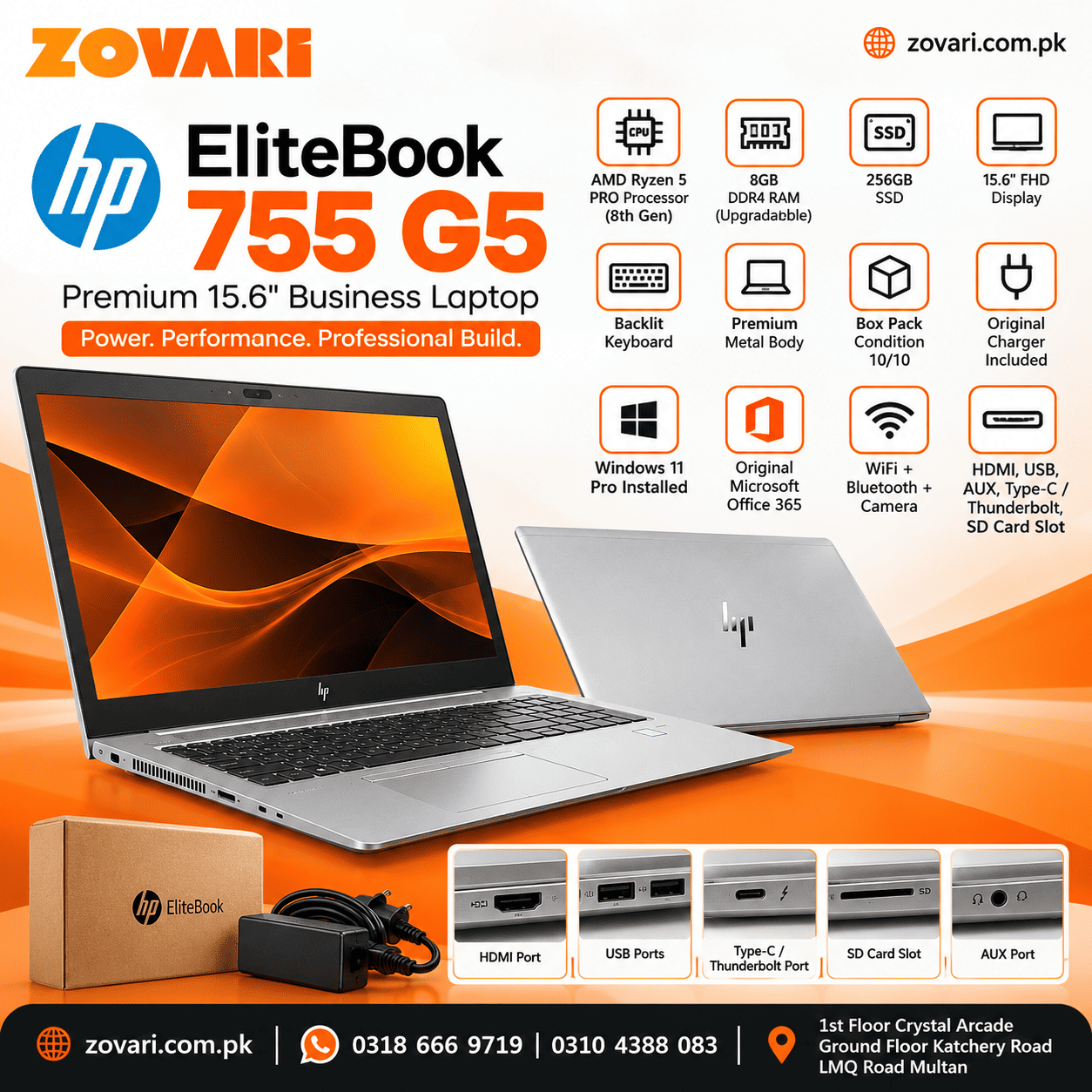 HP EliteBook 755 G5 | Ryzen 5 Pro 8th Gen | 8GB DDR4 | 256GB SSD | 15.6" FHD